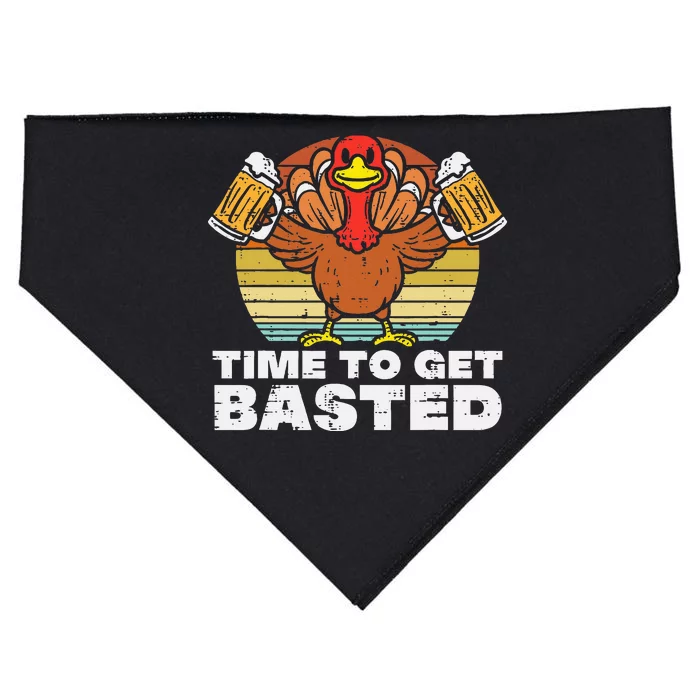 Turkey Time To Get Basted Retro Happy Thanksgiving USA-Made Doggie Bandana