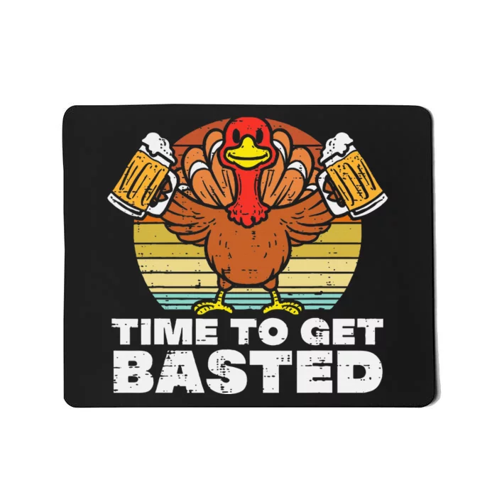 Turkey Time To Get Basted Retro Happy Thanksgiving Mousepad