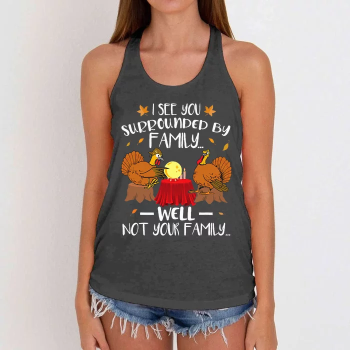 Turkey Thanksgiving Women's Knotted Racerback Tank