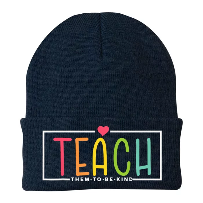 Teach Them To Be Kind Retro Back To School Teacher Life Knit Cap Winter Beanie