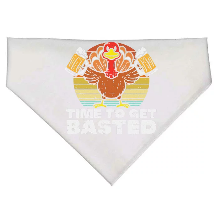 Turkey Time To Get Basted Retro Happy Thanksgiving Funny Funny USA-Made Doggie Bandana