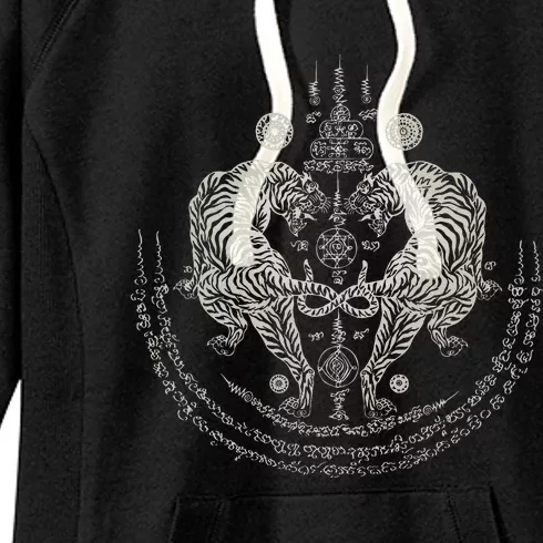 Thai Tattoo Twin Tiger Sak Yant Muay Thai Thailand Graphic Women's Fleece Hoodie