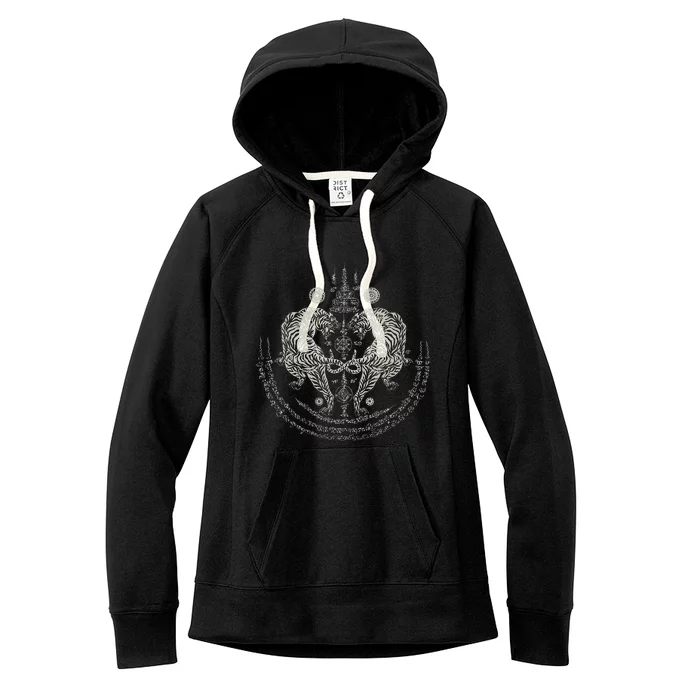 Thai Tattoo Twin Tiger Sak Yant Muay Thai Thailand Graphic Women's Fleece Hoodie