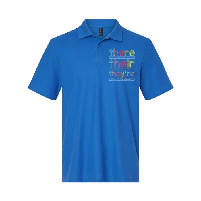 There Their TheyRe English Grammar Teacher Softstyle Adult Sport Polo