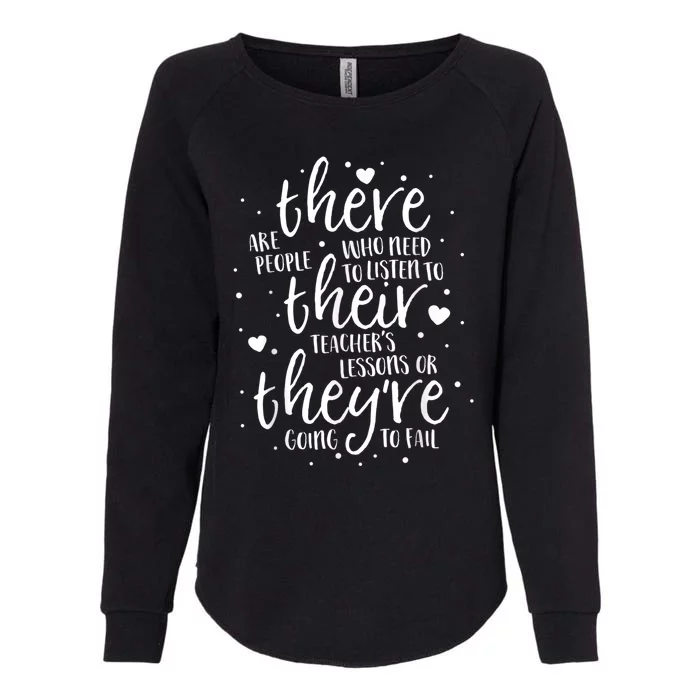 There Their They're Teacher Grammar English Reading School Womens California Wash Sweatshirt