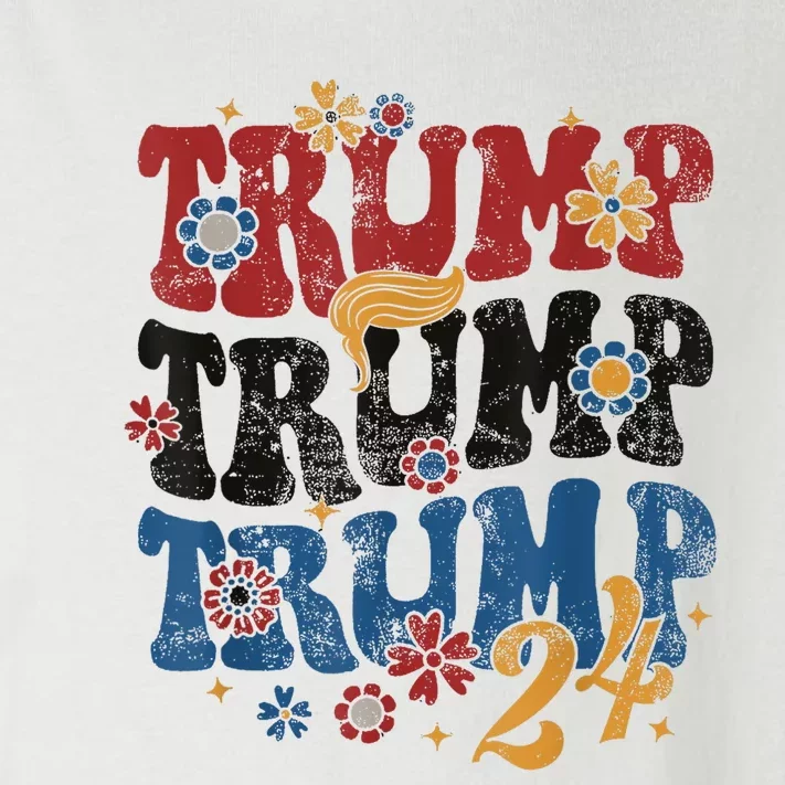 Trump Trump Trump 2024 Retro Groovy Toddler Long Sleeve Shirt