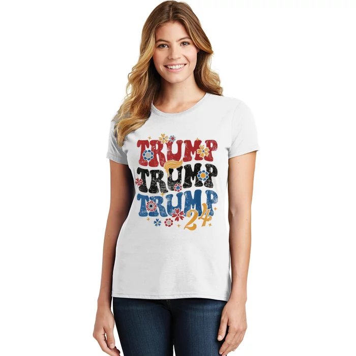 Trump Trump Trump 2024 Retro Groovy Women's T-Shirt