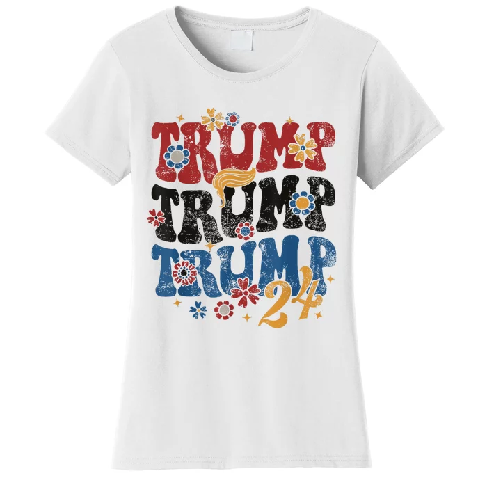 Trump Trump Trump 2024 Retro Groovy Women's T-Shirt