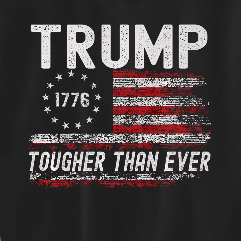 Trump Tougher Than Ever President Donald Trump Us Flag Kids Sweatshirt