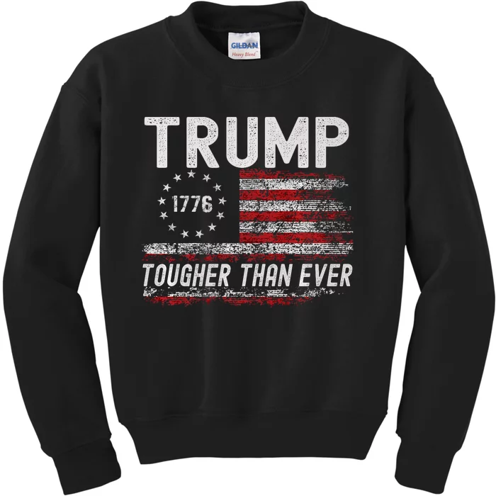 Trump Tougher Than Ever President Donald Trump Us Flag Kids Sweatshirt