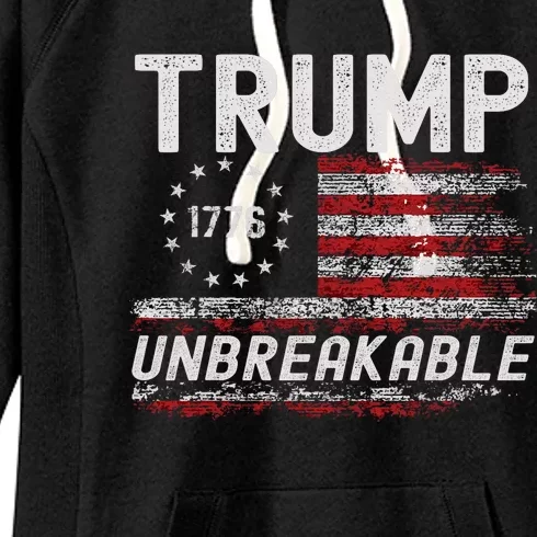 Trump Tougher Than Ever President Donald Trump Us Flag Women's Fleece Hoodie