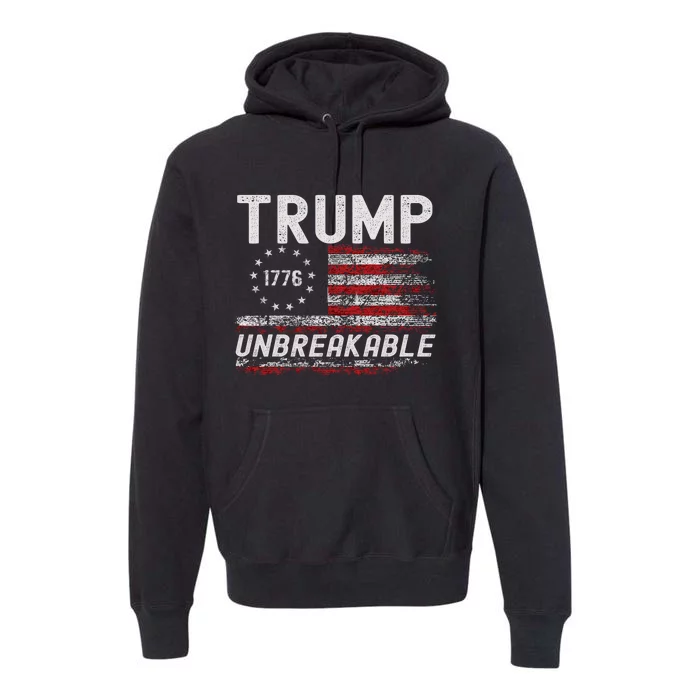 Trump Tougher Than Ever President Donald Trump Us Flag Premium Hoodie