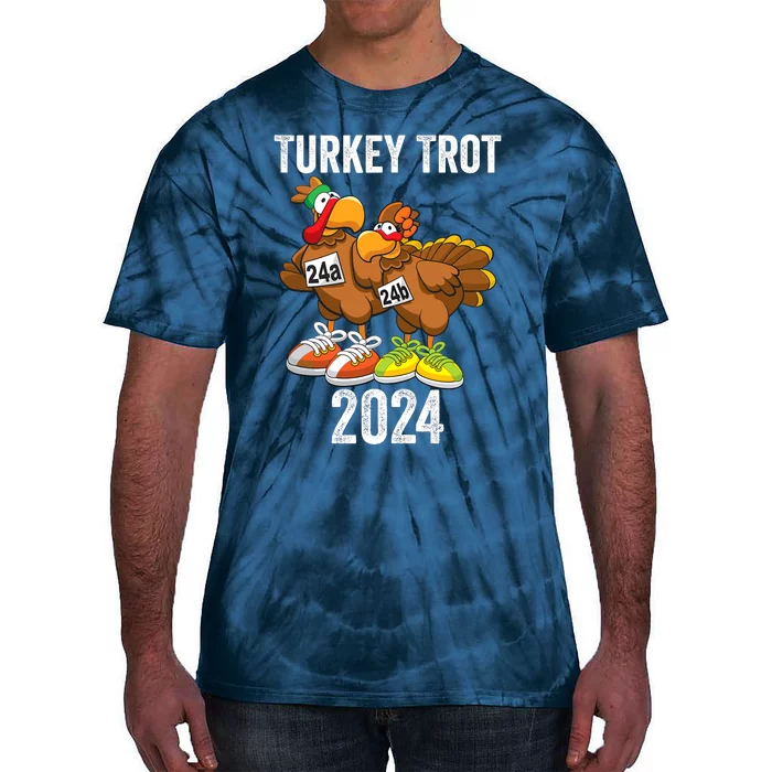 Thanksgiving Turkey Trot Squad 2024 Trot Race Couple Funny Tie-Dye T-Shirt