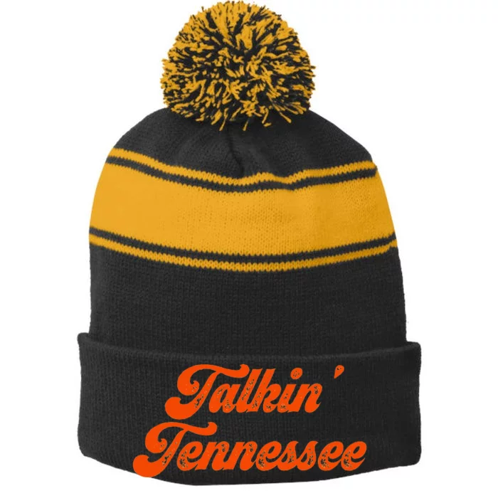 Talkin Tennessee Talking Tennessee Tn Orange Outfits Stripe Pom Pom Beanie