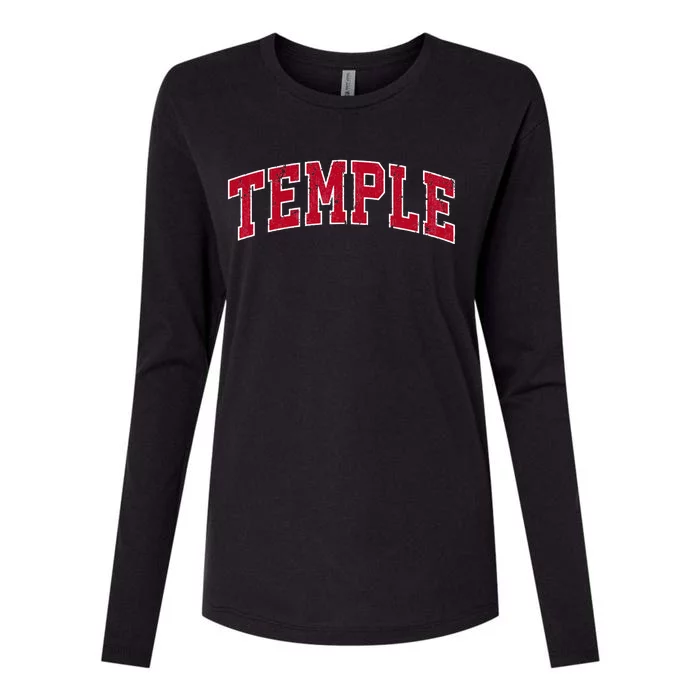 Temple Texas TX Vintage Sports Design Red Design Womens Cotton Relaxed Long Sleeve T-Shirt