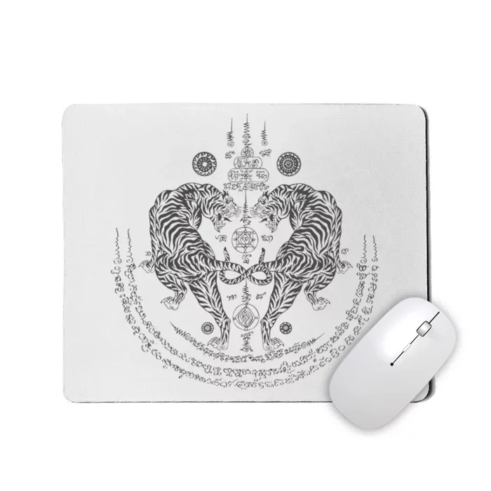 Thai Tattoo Twin Tiger Sak Yant Muay Thai Thailand Graphic Mousepad