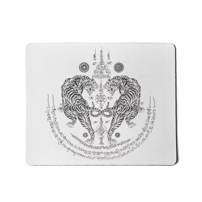 Thai Tattoo Twin Tiger Sak Yant Muay Thai Thailand Graphic Mousepad