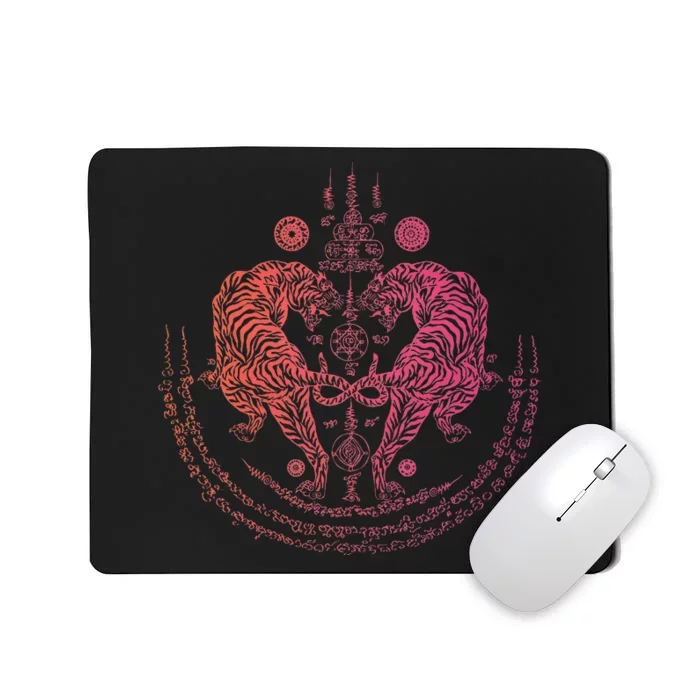 Thai Tattoo Twin Tiger Sak Yant Muay Thai Thailand Graphic Mousepad