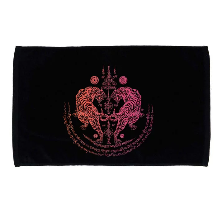 Thai Tattoo Twin Tiger Sak Yant Muay Thai Thailand Graphic Microfiber Hand Towel