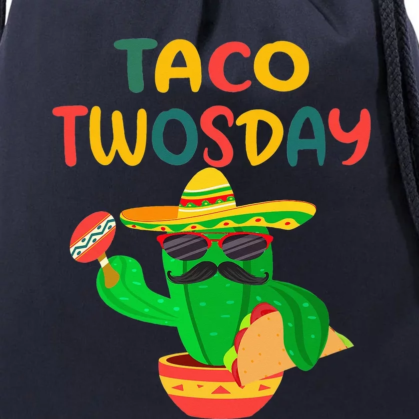 Taco Twosday Toddler Cactus 2nd Birthday Cinco De Mayo Drawstring Bag