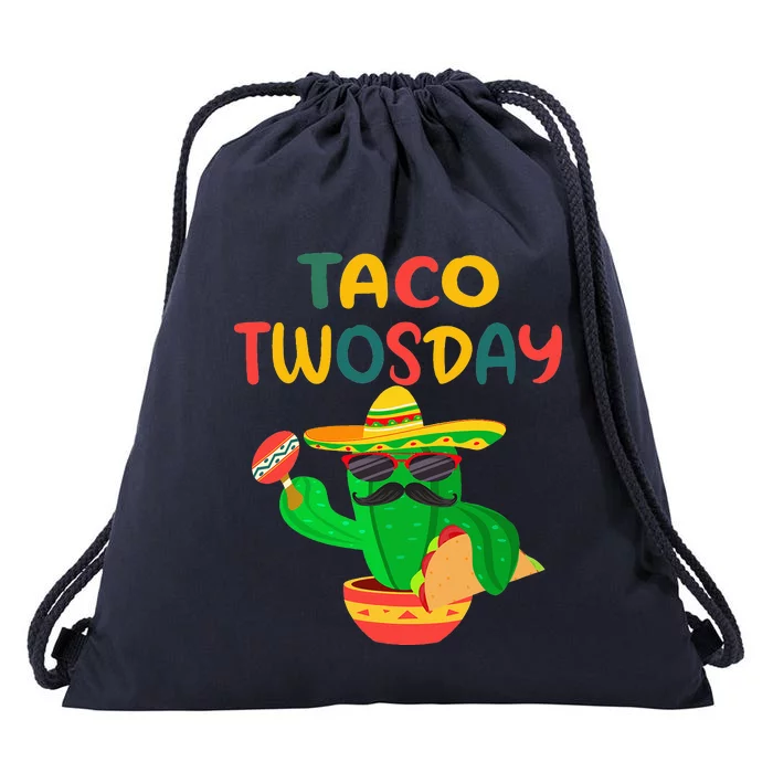 Taco Twosday Toddler Cactus 2nd Birthday Cinco De Mayo Drawstring Bag