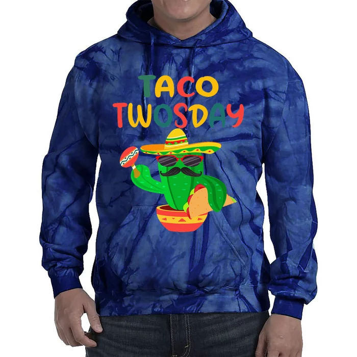 Taco Twosday Toddler Cactus 2nd Birthday Cinco De Mayo Tie Dye Hoodie