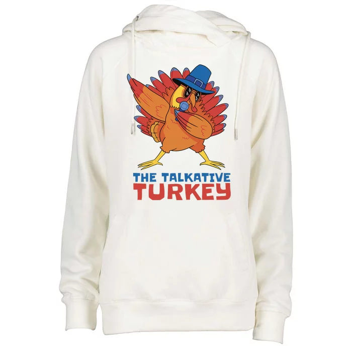 The Talkative Turkey Funny Thanksgiving Womens Funnel Neck Pullover Hood