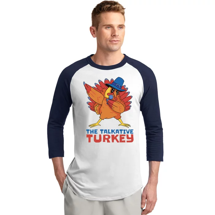 The Talkative Turkey Funny Thanksgiving Baseball Sleeve Shirt