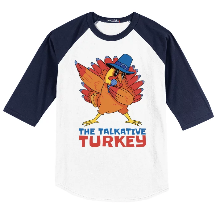 The Talkative Turkey Funny Thanksgiving Baseball Sleeve Shirt