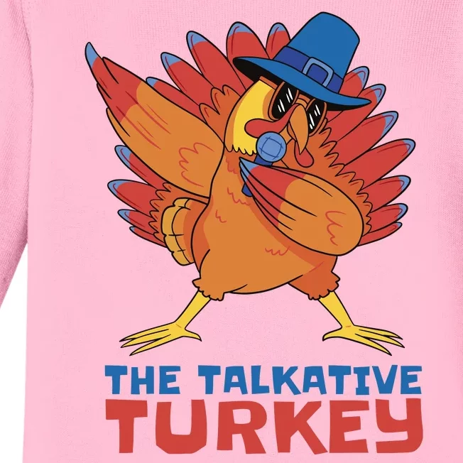 The Talkative Turkey Funny Thanksgiving Baby Long Sleeve Bodysuit