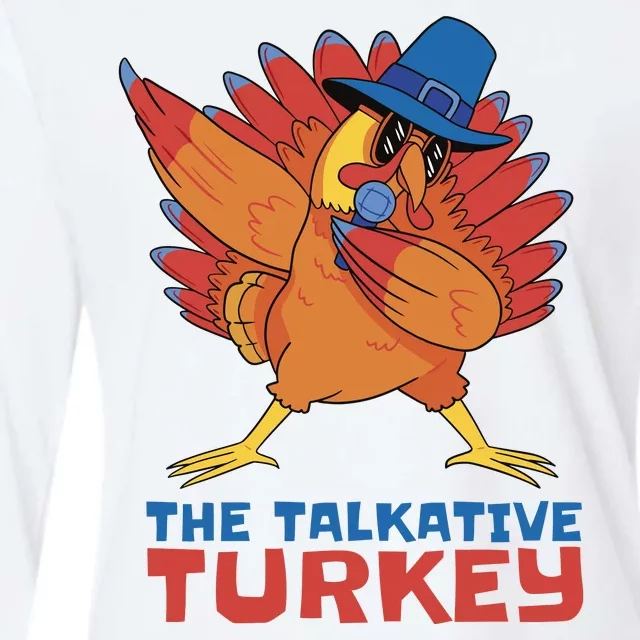 The Talkative Turkey Funny Thanksgiving Womens Cotton Relaxed Long Sleeve T-Shirt