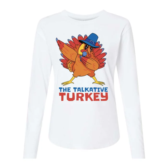 The Talkative Turkey Funny Thanksgiving Womens Cotton Relaxed Long Sleeve T-Shirt