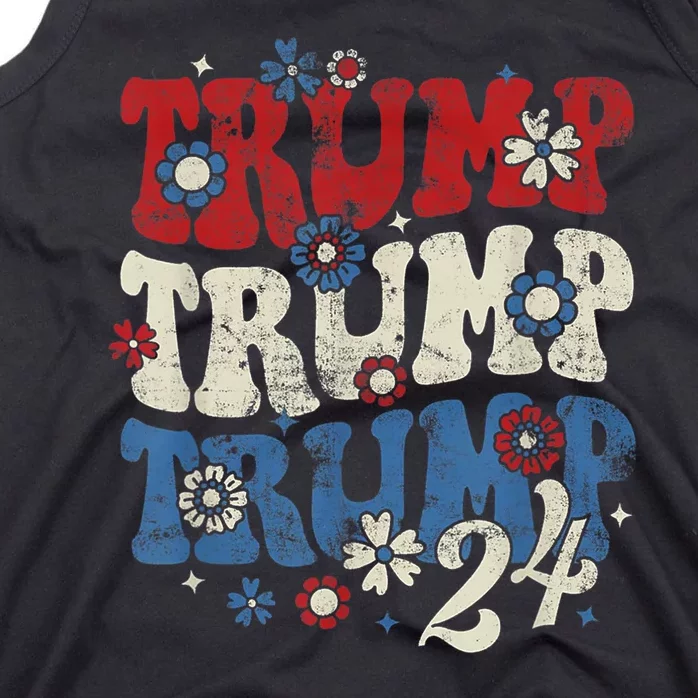 Trump Trump Trump 2024 Retro Groovy Tank Top