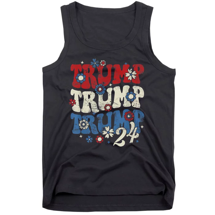 Trump Trump Trump 2024 Retro Groovy Tank Top