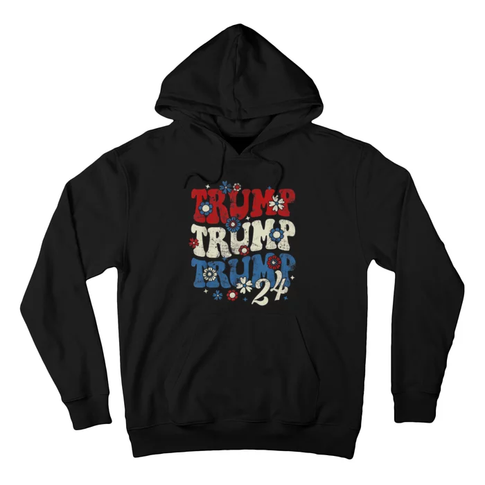 Trump Trump Trump 2024 Retro Groovy Hoodie