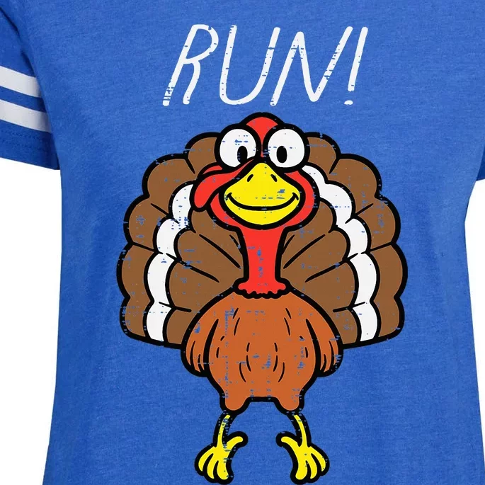 Turkey Trot Thanksgiving Fun Run Enza Ladies Jersey Football T-Shirt