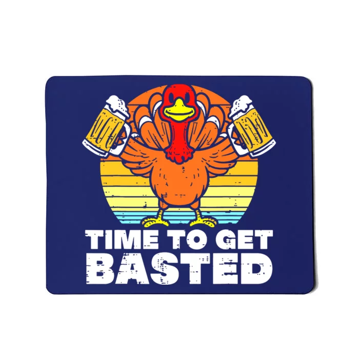 Turkey Time To Get Basted Retro Happy Thanksgiving Mousepad