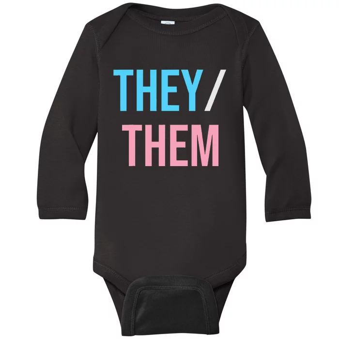 They Them Their Pronouns For Enby Nb Lgbtq Pride Baby Long Sleeve Bodysuit