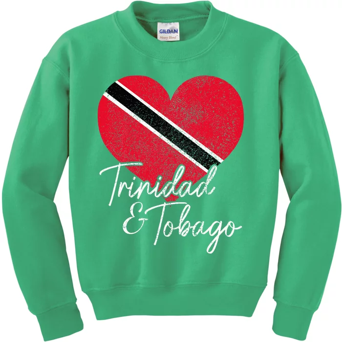 Trinidad & Tobago Trinidadian Tobagonian Flag Heart Pride Kids Sweatshirt