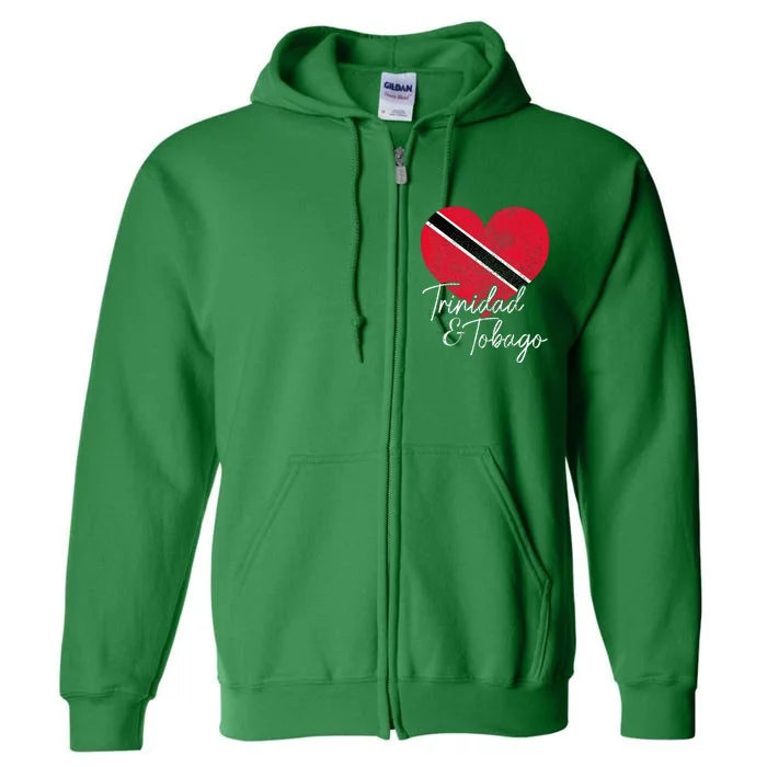 Trinidad & Tobago Trinidadian Tobagonian Flag Heart Pride Full Zip Hoodie