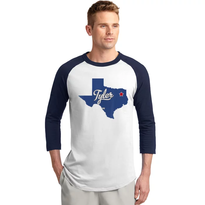 Tyler Texas Tx Map Vintage State Athletic Style Baseball Sleeve Shirt