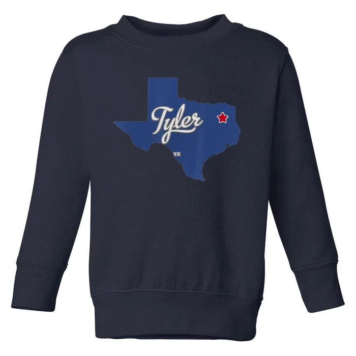 Tyler Texas Tx Map Vintage State Athletic Style Toddler Sweatshirt