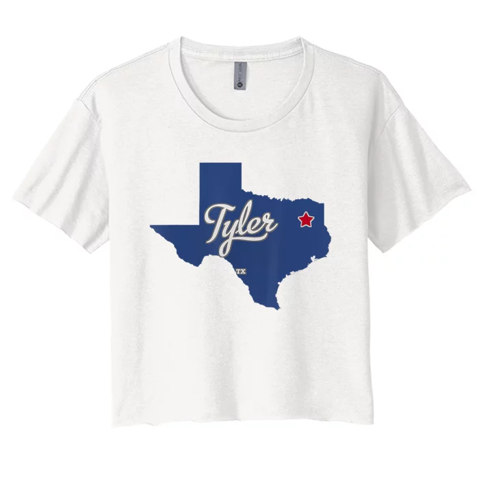 Tyler Texas Tx Map Vintage State Athletic Style Women's Crop Top Tee