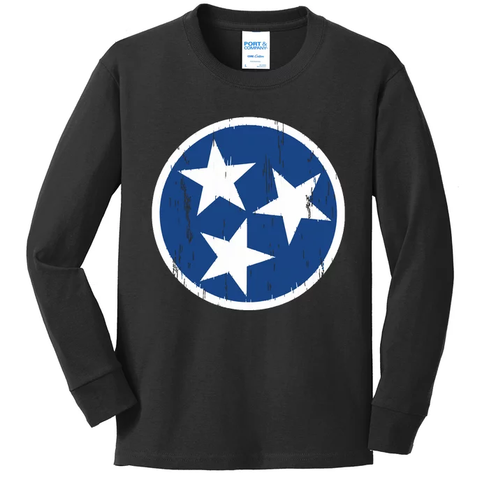 Tennessee Tristar Tennessee State Flag Kids Long Sleeve Shirt