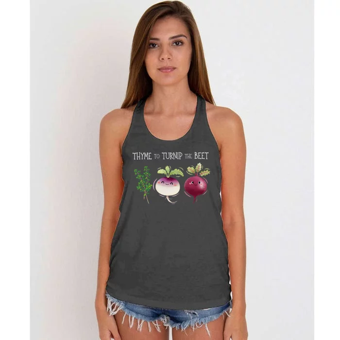 Thyme To Turnip The Beet Vegetable Women's Knotted Racerback Tank