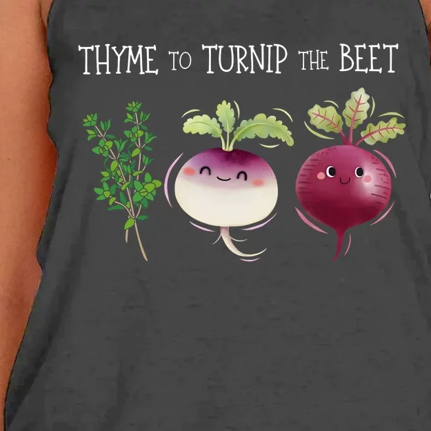 Thyme To Turnip The Beet Vegetable Women's Knotted Racerback Tank