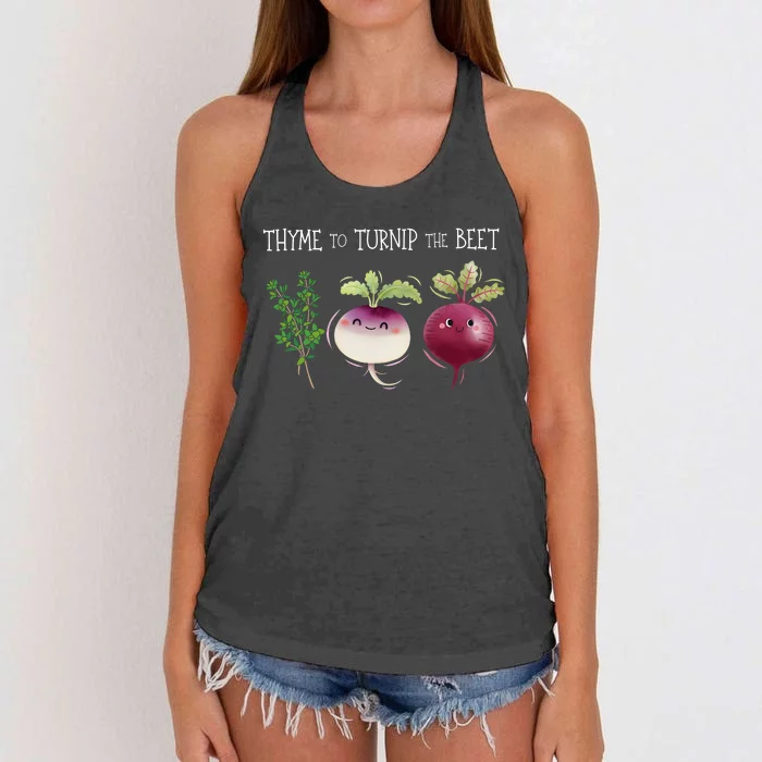 Thyme To Turnip The Beet Vegetable Women's Knotted Racerback Tank