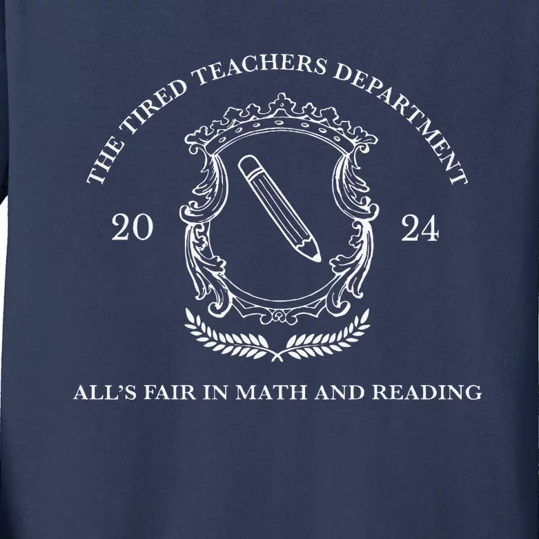 The Tired Teachers Department In My Teacher Era Teacher Life Kids Long Sleeve Shirt