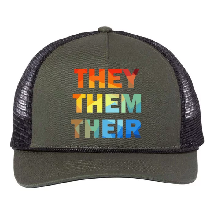 They Them Their Nb Pronoun Pride Retro Rope Trucker Hat Cap