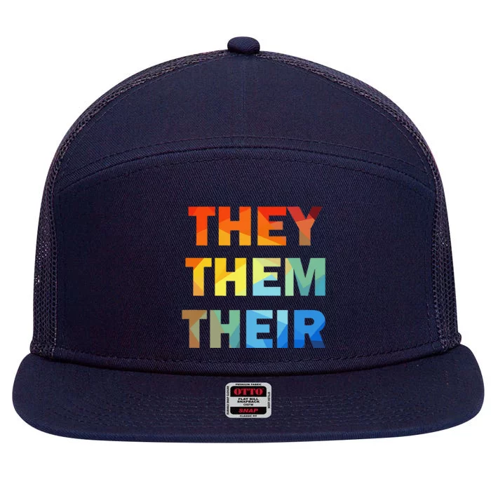 They Them Their Nb Pronoun Pride 7 Panel Mesh Trucker Snapback Hat